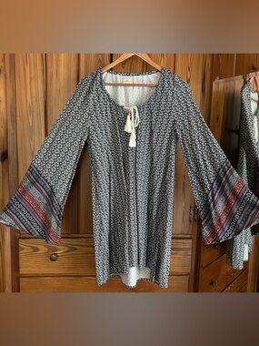 O'Neill Bohemian Floral Bell Sleeve Tunic Top mini dress Festival, Beach Small